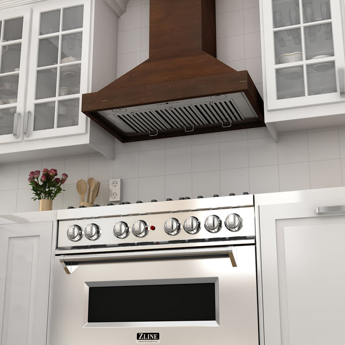 ZLINE 30" Ducted Wooden Wall Mount Range Hood in Walnut with Remote Motor (KBRR-RD-30)