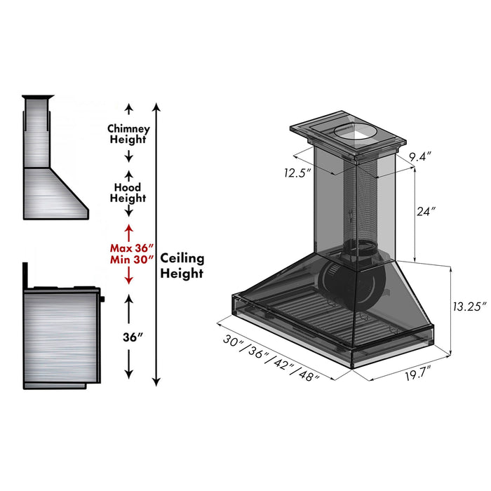 ZLINE 30" Ducted Wooden Wall Mount Range Hood in Walnut with Remote Motor (KBRR-RD-30)