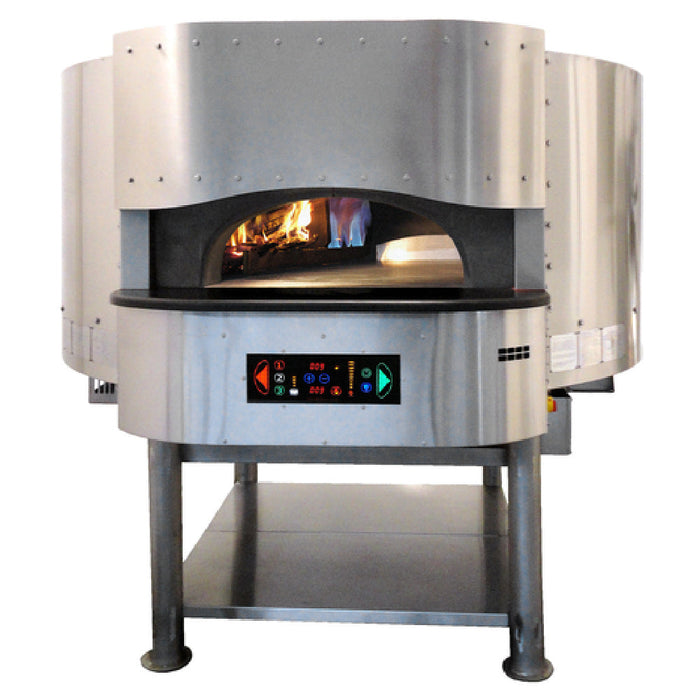 Rosito Bisani FGRI130-ST 83 Inch Rotary Wood and Gas Fired Pizza Oven Hybrid 136000 BTU