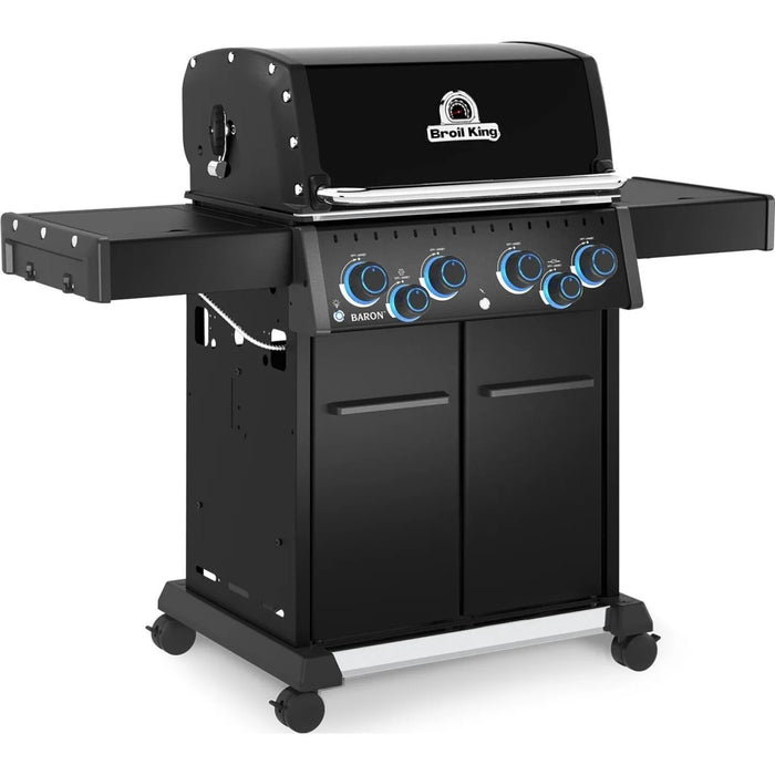 Broil King Baron 490 Pro Shadow 4 Burner Natural Gas Grill w/ Side Burner & Rotisserie Kit - Black - 674147