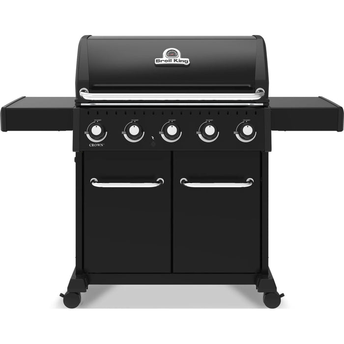 Broil King Crown 61 Inch Freestanding Grill with 780 sq. in. Cooking Surface, 5 Stainless Steel Dual Tube Burner, Control Knobs, Electronic Ignition, and Side Shelves: Liquid Propane
