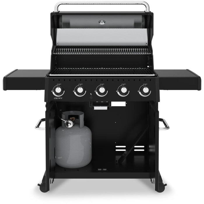 Broil King Crown 61 Inch Freestanding Grill with 780 sq. in. Cooking Surface, 5 Stainless Steel Dual Tube Burner, Control Knobs, Electronic Ignition, and Side Shelves: Natural Gas