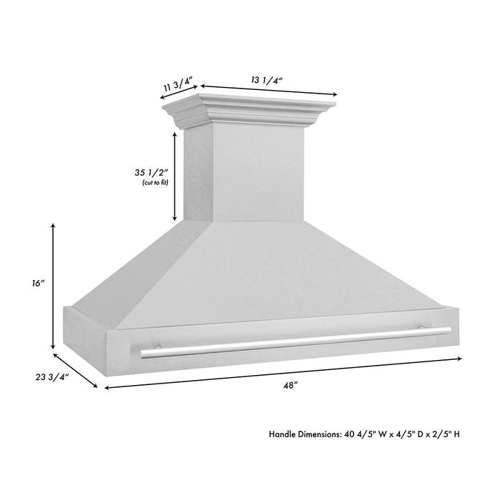 ZLINE 48 in. Fingerprint Resistant Stainless Steel Range Hood with Colored Shell Options (8654SNX-48)