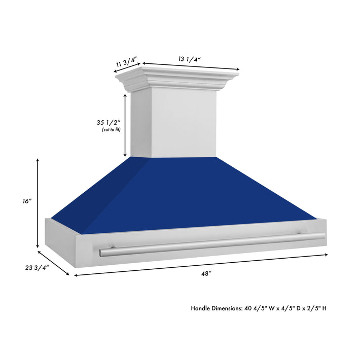 ZLINE 48 in. Fingerprint Resistant Stainless Steel Range Hood with Colored Shell Options (8654SNX-48)