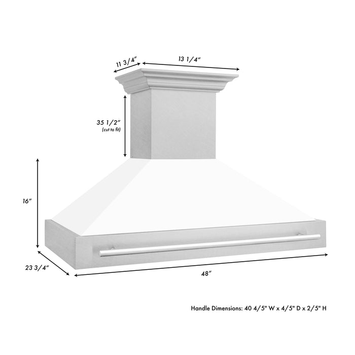 ZLINE 48 in. Fingerprint Resistant Stainless Steel Range Hood with Colored Shell Options (8654SNX-48)