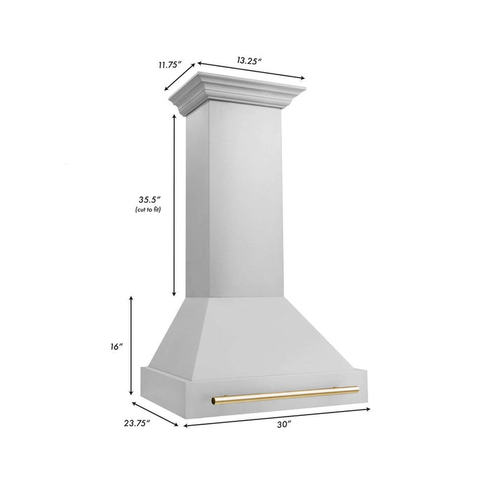 ZLINE Autograph Edition 30 in. Stainless Steel Range Hood with Stainless Steel Shell and Accent Handle (8654STZ-30)