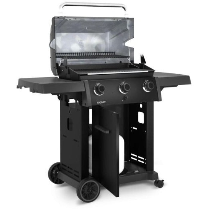 Broil King 57 Inch Natural Gas 3 Burner Grill with 635 Sq Inch Cooking Capacity, Flav R Wave Cooking System, Drop Down Side Shelves and a Cook Box Included