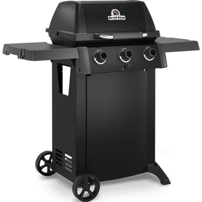 Broil King Gem 31 Inch Freestanding Grill with 435 sq. in. Cooking Surface, Stainless Steel Burners, Control Knobs, Electronic Ignition, Side Shelves and Flav R Wave Cooking System