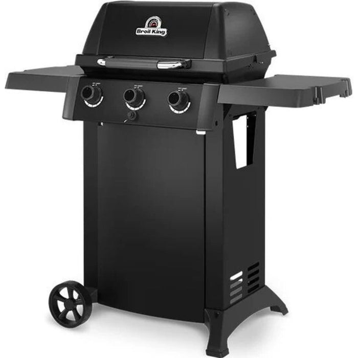 Broil King Gem 31 Inch Freestanding Grill with 435 sq. in. Cooking Surface, Stainless Steel Burners, Control Knobs, Electronic Ignition, Side Shelves and Flav R Wave Cooking System