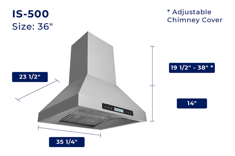 Hauslane | Island Canopy Range Hood in Stainless Steel (IS-500SS)