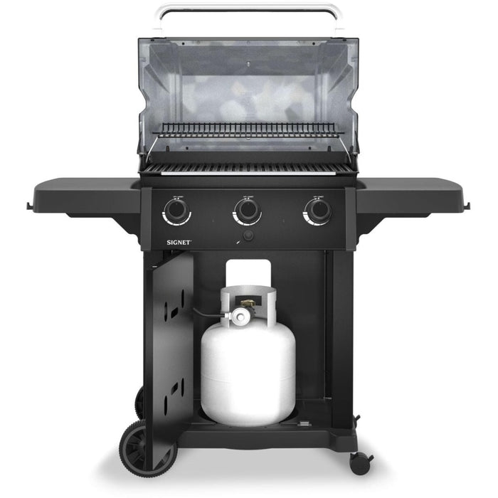 Broil King 57 Inch Natural Gas 3 Burner Grill with 635 Sq Inch Cooking Capacity, Flav R Wave Cooking System, Drop Down Side Shelves and a Cook Box Included