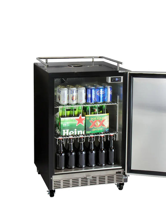 Kegco 24" Wide Single Tap Stainless Steel Commercial Built-In Right Hinge Digital Kegerator with Kit