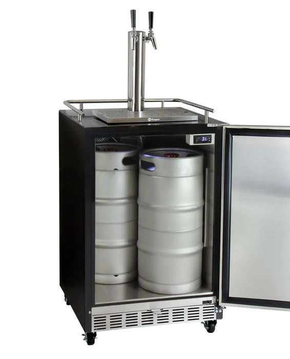 Kegco 24" Wide Dual Tap Stainless Steel Commercial Right Hinge Built-In Kegerator with Kit