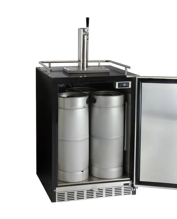 Kegco 24" Wide Single Tap Stainless Steel Built-In Digital Left Hinge Kegerator with Kit