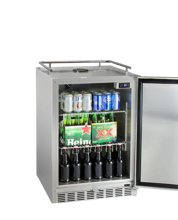 Kegco 24" Wide Single All Stainless Steel Outdoor Built-In Left Hinge Kegerator with Kit