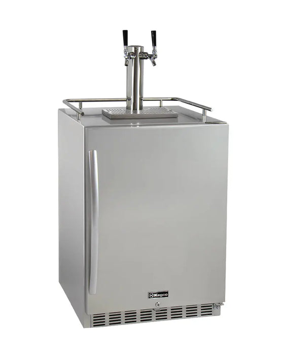 Kegco 24" Wide Dual Tap All Stainless Steel Outdoor Built-In Right Hinge Kegerator with Kit