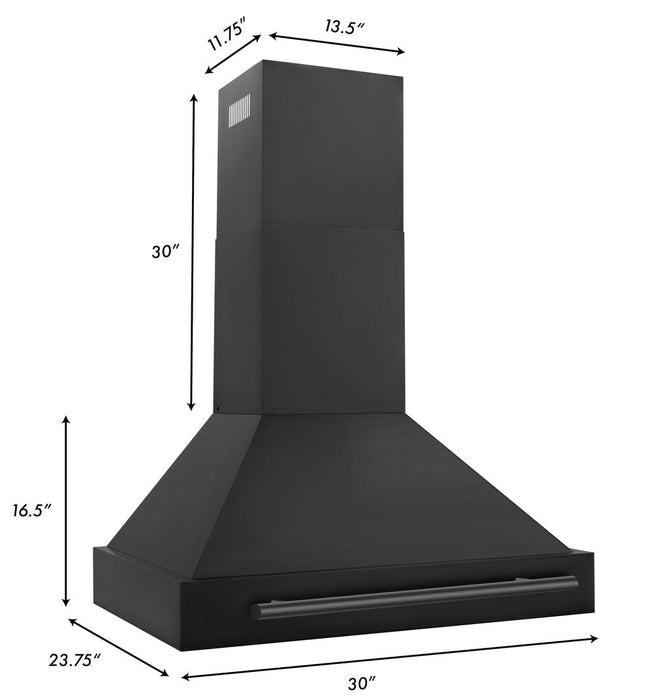 ZLINE Black Stainless Steel Range Hood with Black Stainless Steel Handle and Size Options (BS655-BS)