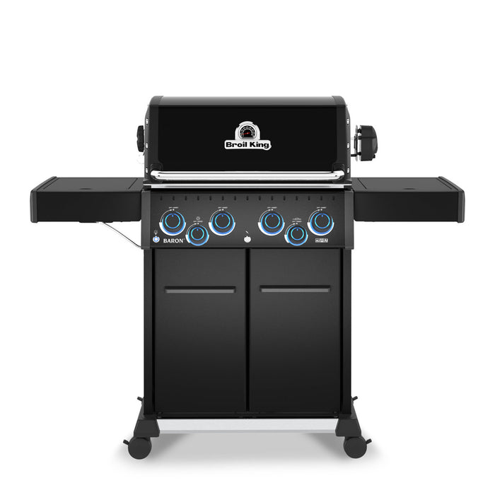 Broil King Baron 490 Pro Shadow 4 Burner Propane Grill w/ Side Burner & Rotisserie Kit - Black - 674144