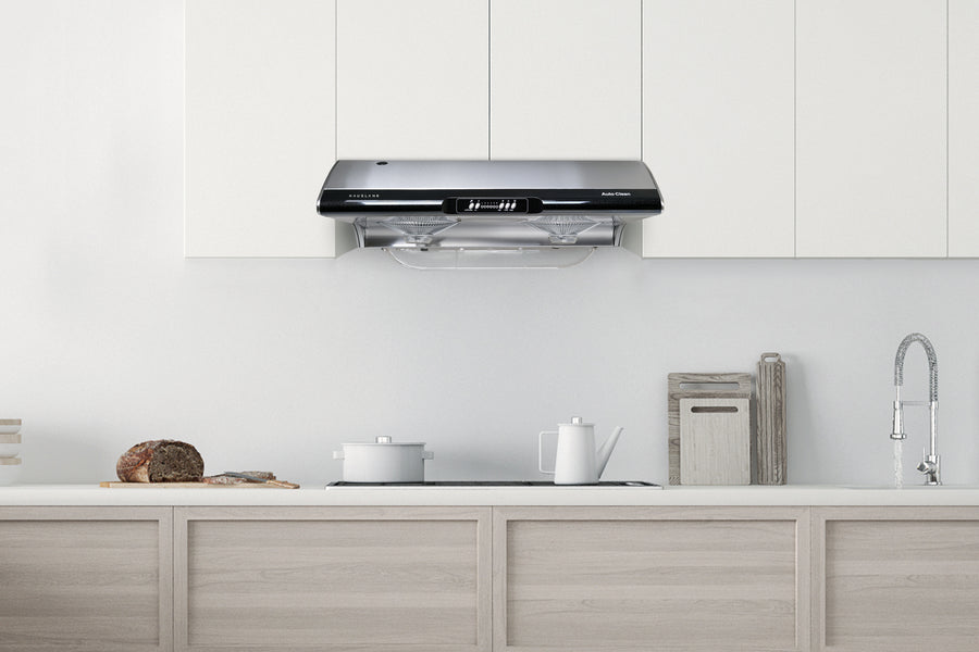 Hauslane | Under Cabinet Self-Clean Range Hood with Grease Catchers and Black Trim in Stainless Steel (UC-C395SS)