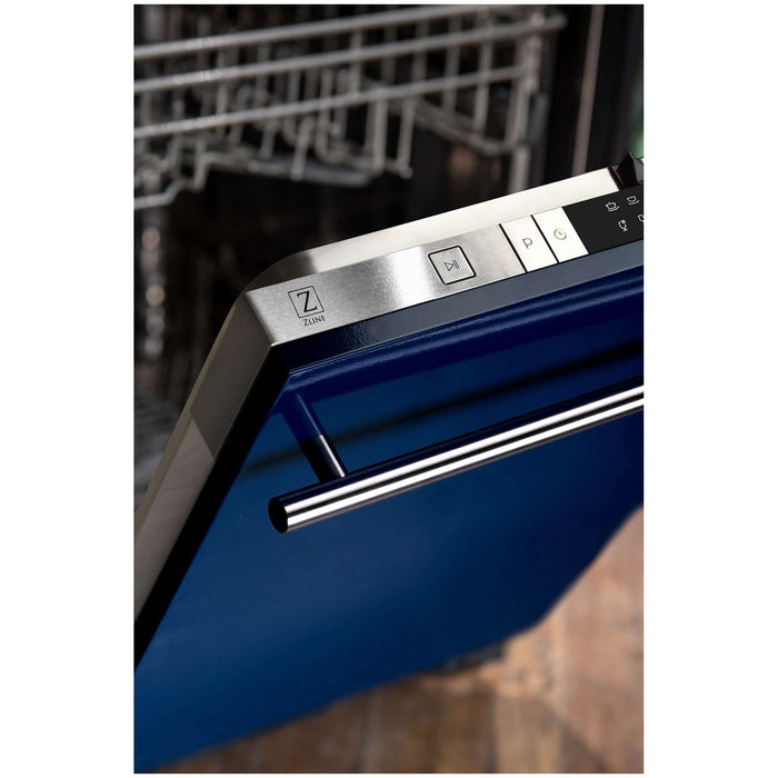 ZLINE 24 in. Blue Gloss Top Control Built-In Dishwasher with Stainless Steel Tub and Modern Style Handle, 52dBa (DW-BG-H-24)