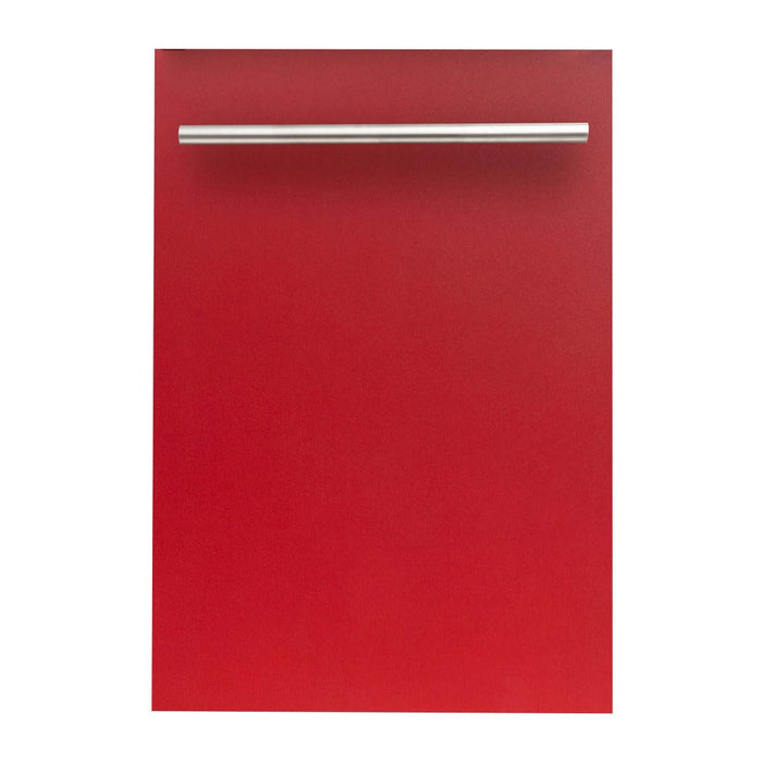 ZLINE 18 in. Compact Red Matte Top Control Built-In Dishwasher with Stainless Steel Tub and Modern Style Handle, 52dBa (DW-RM-H-18)