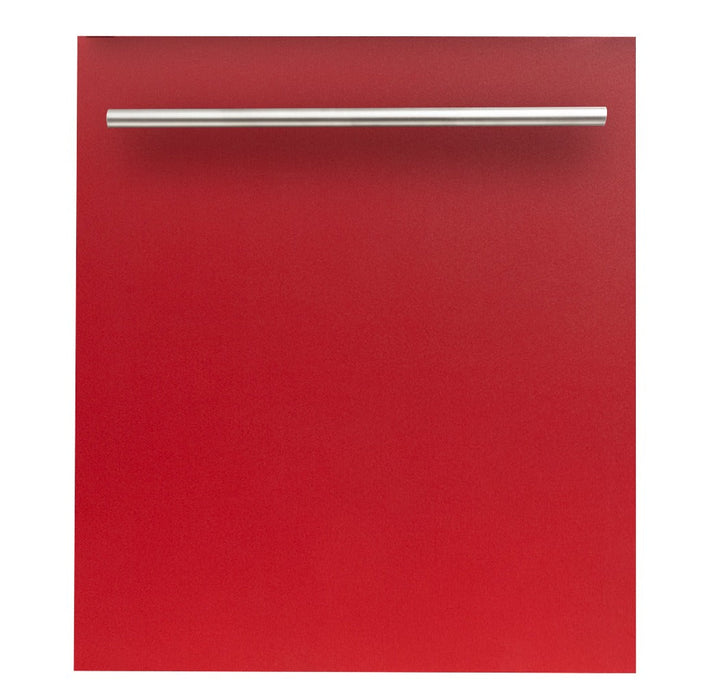 ZLINE 24 in. Red Matte Top Control Built-In Dishwasher with Stainless Steel Tub and Modern Style Handle, 52dBa (DW-RM-H-24)