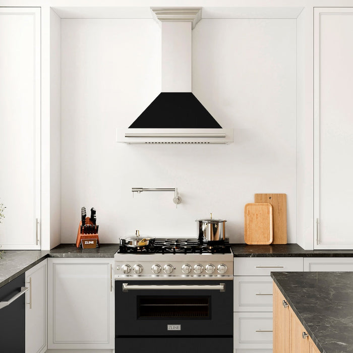 ZLINE 36 in. Convertible Stainless Steel Range Hood with Stainless Steel Handle and Color Options (KB4STX-36)