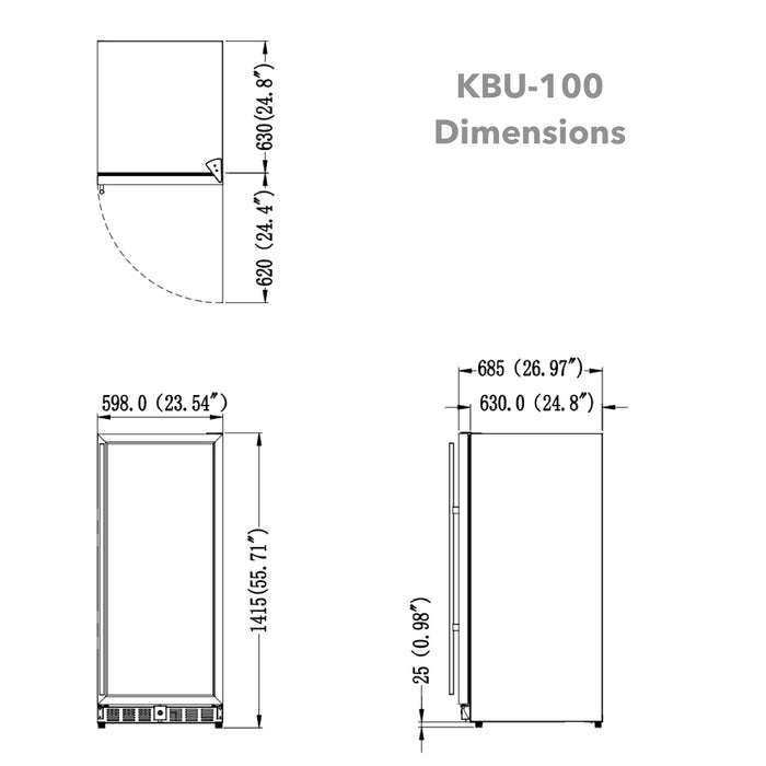 Kingsbottle 56" Upright Wine And Beverage Refrigerator Combo With Glass Door