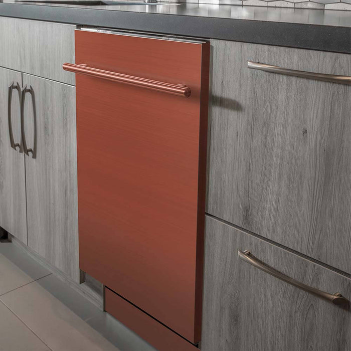 ZLINE 24 in. Copper Top Control Built-In Dishwasher with Stainless Steel Tub and Modern Style Handle, 52dBa (DW-C-24)