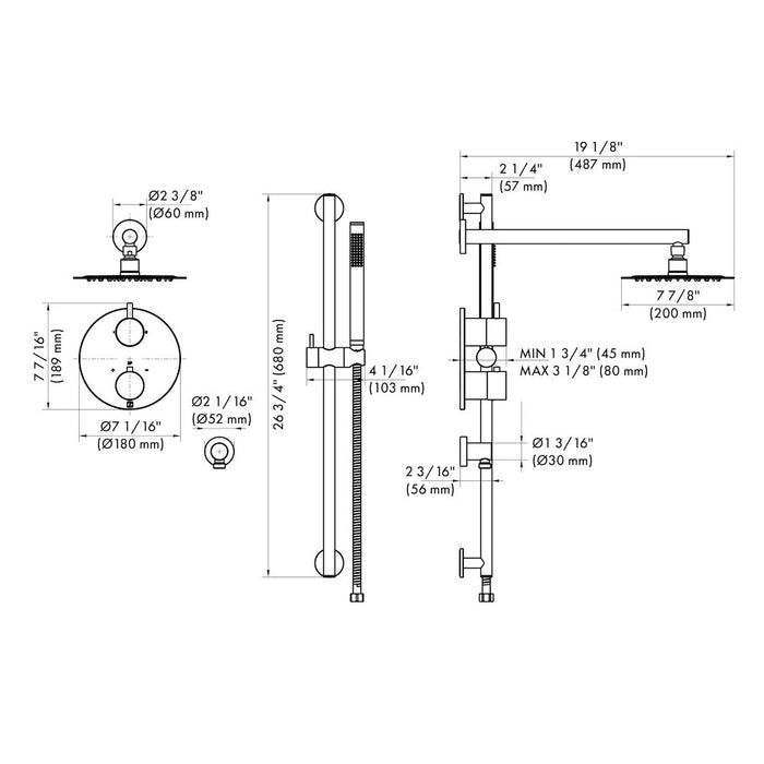 ZLINE Emerald Bay Thermostatic Shower System (EMBY-SHS-T2)