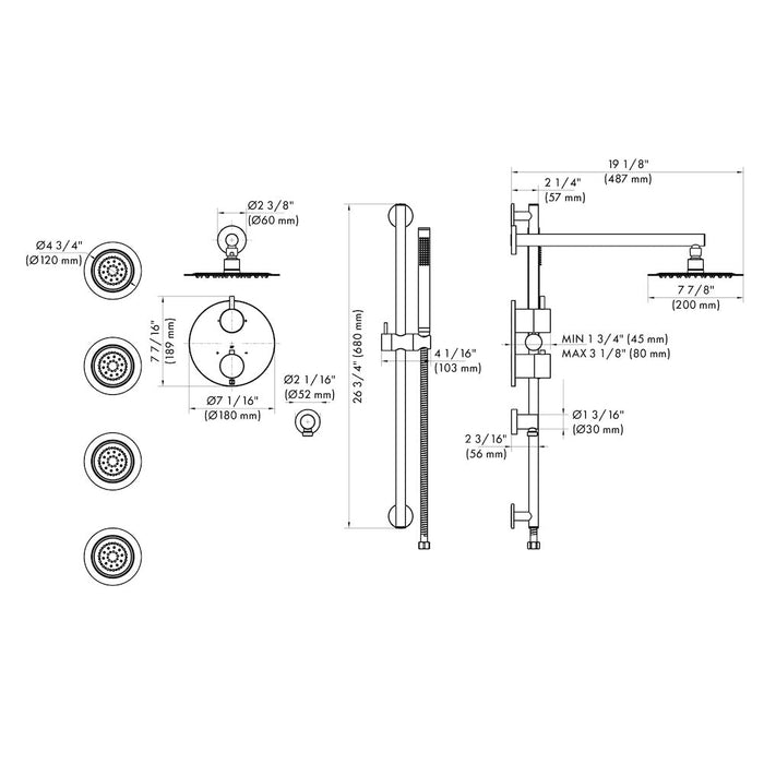 ZLINE Emerald Bay Thermostatic Shower System with Body Jets (EMBY-SHS-T3)