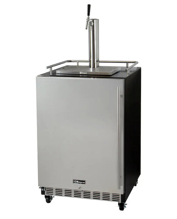 Kegco 24" Wide Single Tap Stainless Steel Commercial Built-In Left Hinge Kegerator with Kit