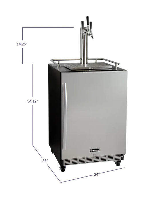 Kegco 24" Wide Triple Tap All Stainless Steel Commercial Built-In Kegerator with Kit