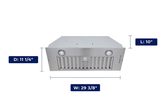 Hauslane | Chef 30-in Convertible Stainless Steel Undercabinet Range Hood Insert (IN-R100SS-30)