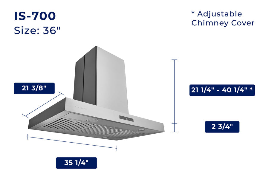 Hauslane | Island T-Shaped Range Hood in Stainless Steel (IS-700SS)