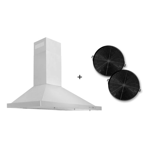 ZLINE 30 in. Recirculating Wall Mount Range Hood with Charcoal Filters in Stainless Steel (KB-CF-30)