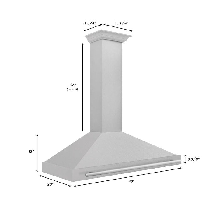 ZLINE 48 in. Convertible Fingerprint Resistant DuraSnow® Stainless Steel Range Hood with Colored Shell Options and Stainless Steel Handle (KB4SNX-48)