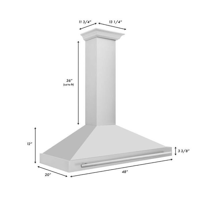 ZLINE 48 in. Convertible Stainless Steel Range Hood with Stainless Steel Handle and Colored Shell Options (KB4STX-48)