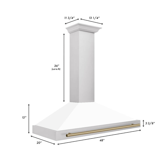 ZLINE Autograph Edition 48 in. Convertible Stainless Steel Range Hood with White Matte Shell and Accents (KB4STZ-WM48)