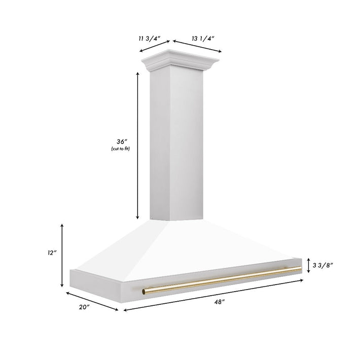 ZLINE Autograph Edition 48 in. Convertible Stainless Steel Range Hood with White Matte Shell and Accents (KB4STZ-WM48)