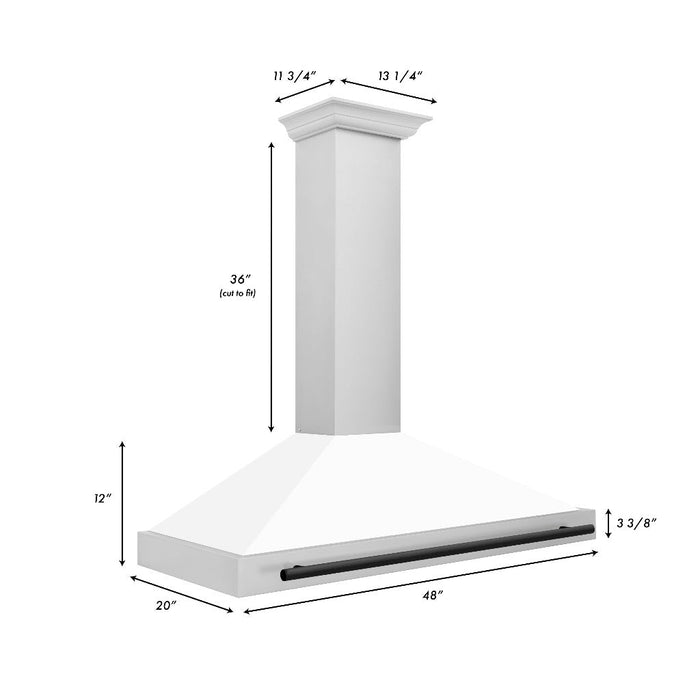 ZLINE Autograph Edition 48 in. Convertible Stainless Steel Range Hood with White Matte Shell and Accents (KB4STZ-WM48)