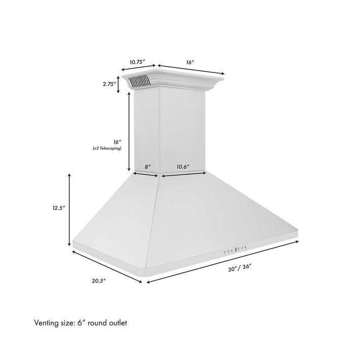 ZLINE Wall Mount Range Hood in Stainless Steel with Built-in ZLINE CrownSound Bluetooth Speakers (KF1CRN-BT)