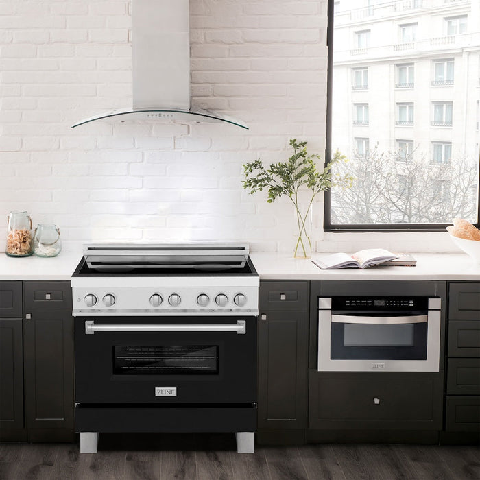 ZLINE 36 in. 4.6 cu. ft. Induction Range with a 5 Element Stove and Electric Oven in Black Matte (RAINDS-BLM-36)