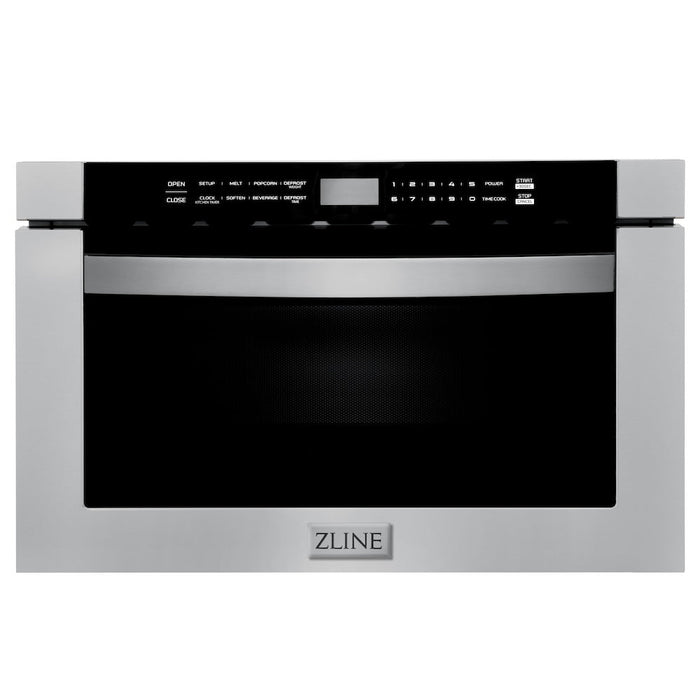 ZLINE Kitchen Package with Refrigeration, 60 in. Stainless Steel Dual Fuel Range, 60 in. Range Hood, Microwave Drawer, and 24 in. Tall Tub Dishwasher (5KPR-RARH60-MWDWV)