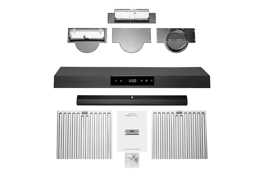 Hauslane | Under Cabinet Versa Vent Range Hood with Stainless Steel Filters in Black Stainless Steel (UC-PS18BSS)