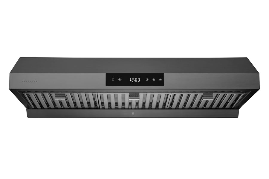 Hauslane | Under Cabinet Versa Vent Range Hood with Stainless Steel Filters in Black Stainless Steel (UC-PS18BSS)