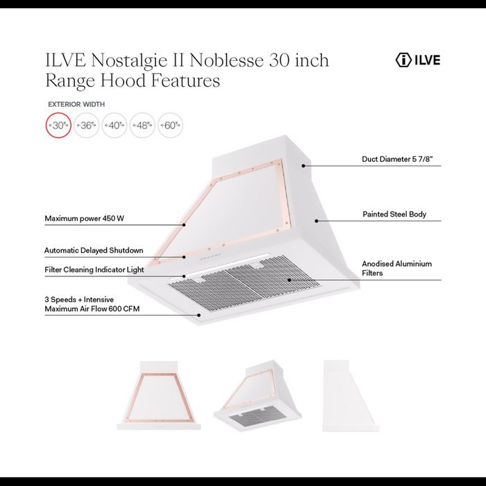 ILVE UANB30 Nostalgie II Noblesse 30 inch Range Hood