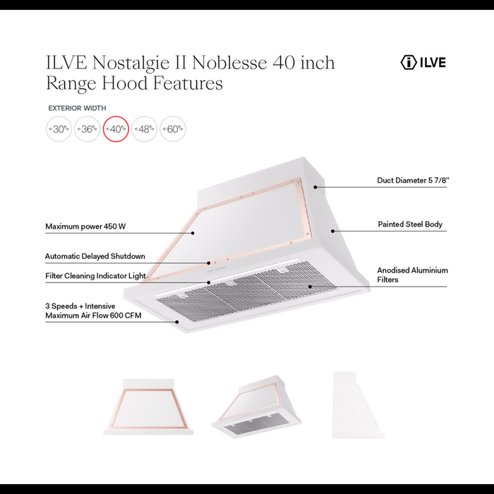 ILVE UANB40 Nostalgie II Noblesse 40 inch Range Hood