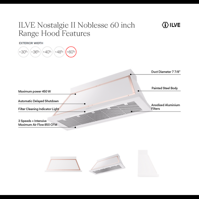 ILVE UANB60 Nostalgie II Noblesse 60 inch Range Hood