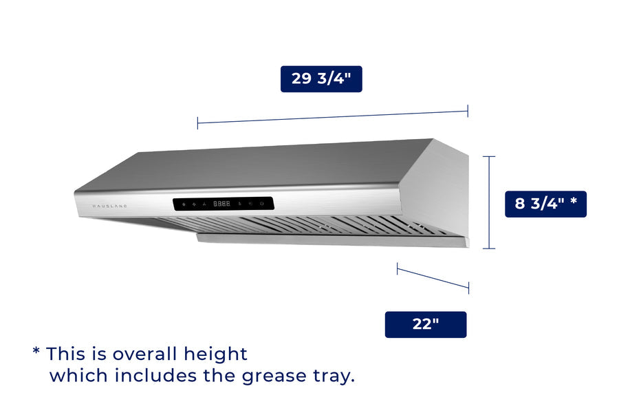 Hauslane | 30 Inch Under Cabinet Range Hood with Stainless Steel Filters in Stainless Steel (UC-PS10SS-30)